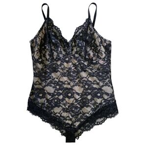 Popilush Black Lace Bodysuit Shapewear Lingerie Sheer Floral Mesh 3XL Plus NWT